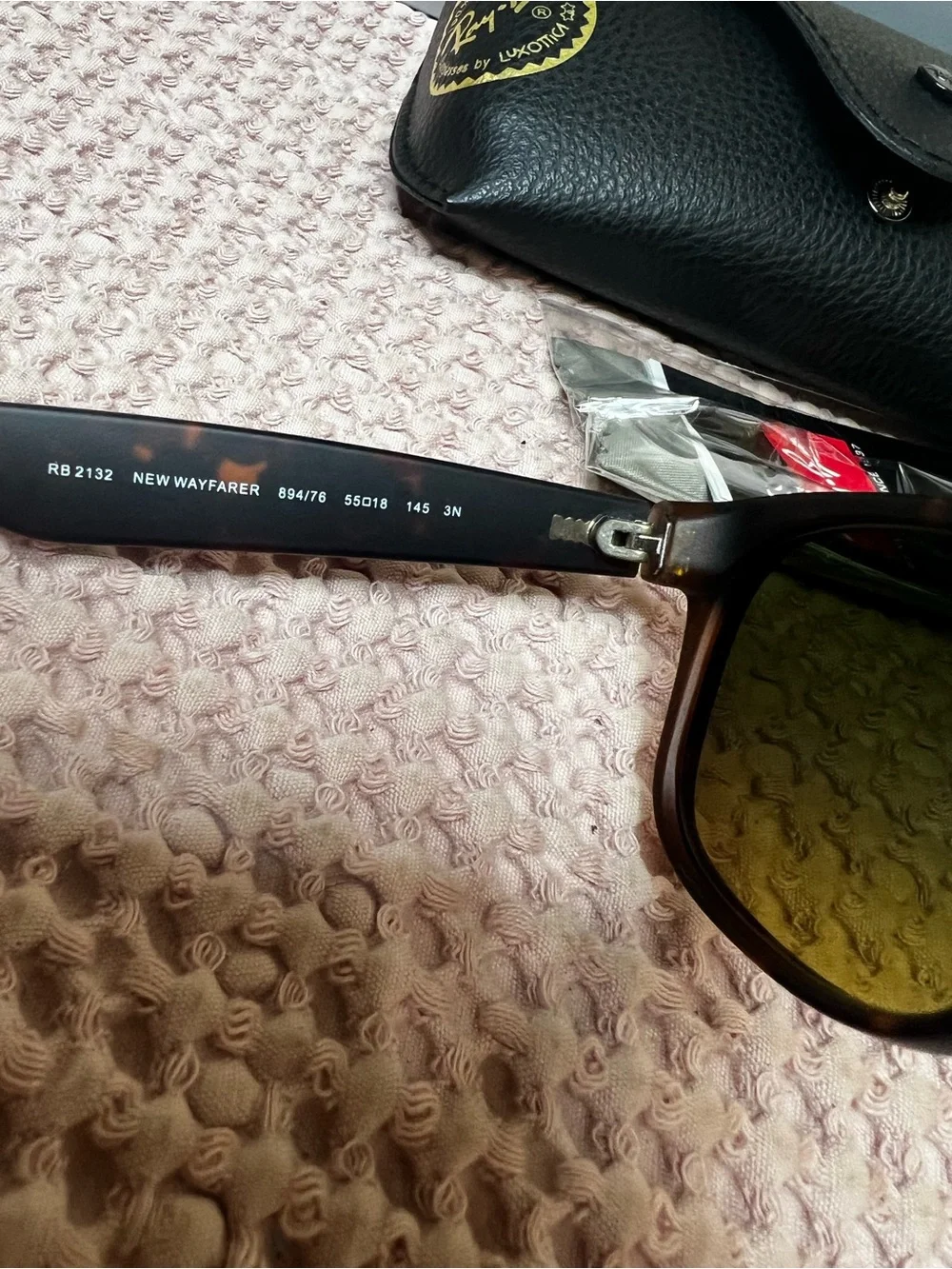 Ray-Ban RB2132 New Wayfarer 894/76 Tortoise Green Sunglasses 55mm